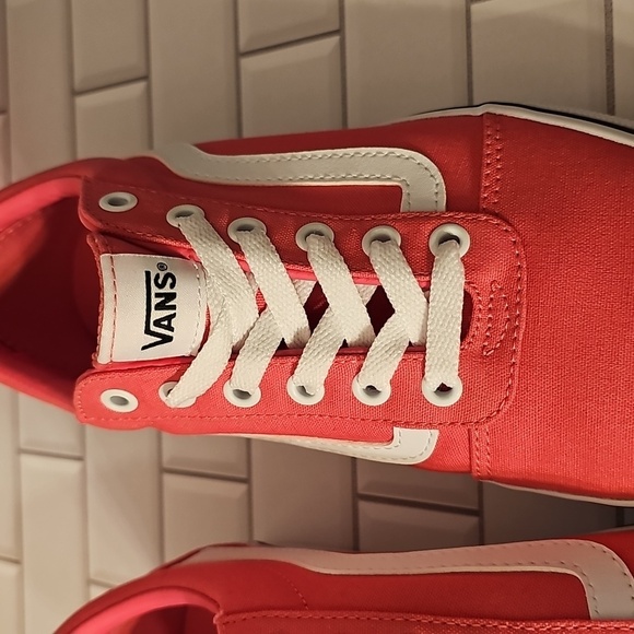 Womens Vans Pink and White Low-Top Sneakers - Picture 3 of 8